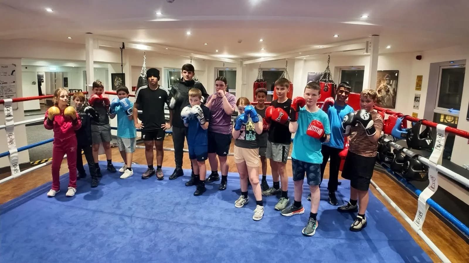 Young people taking part in a group fitness session