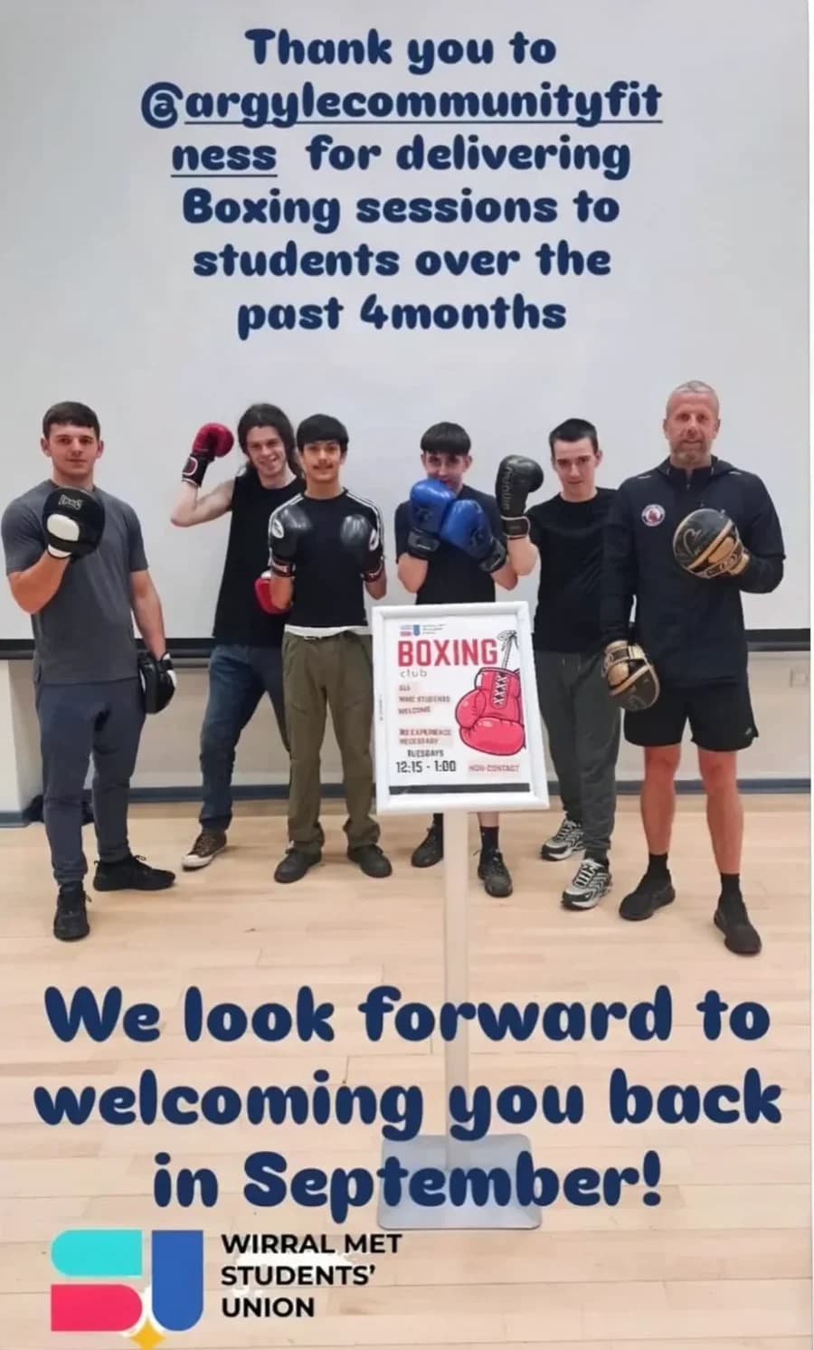 Wirral Met College thanking Weapons Down Wirral for its support
